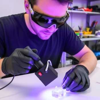 okulary ochronne UV w trakcie pracy okulary ochronne UV w trakcie pracy