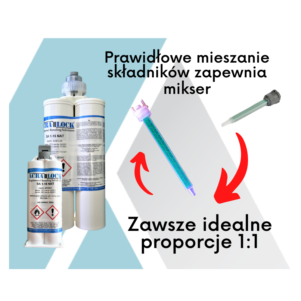 Klej do metalu dwuskładnikowy Acralock SA 1-15 NAT Klej do metalu dwuskładnikowy Acralock SA 1-15 NAT