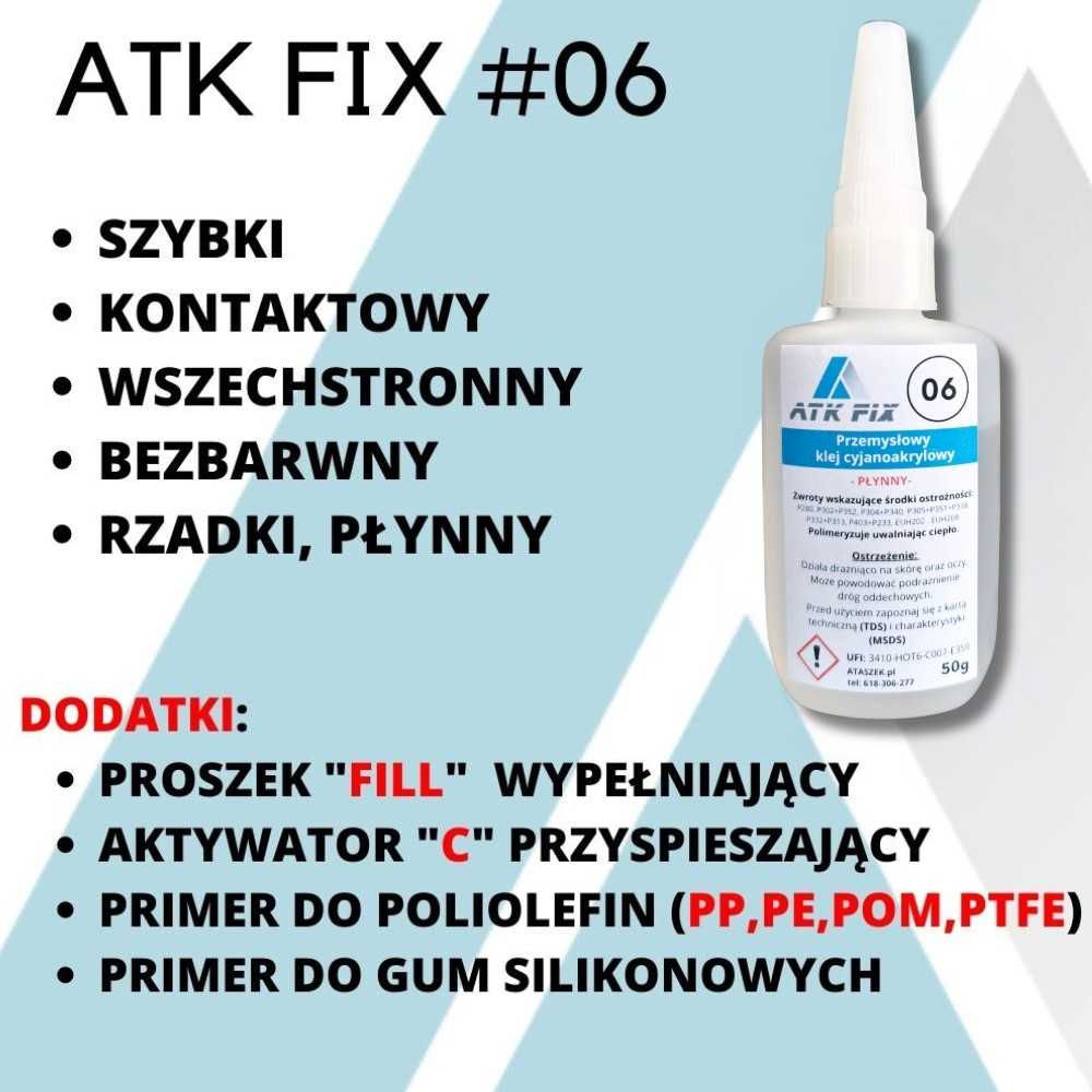 Klej z aktywatorem ATK FIX 06 50g + Aktywator C 200ml spray – wiązanie do 5 sekund