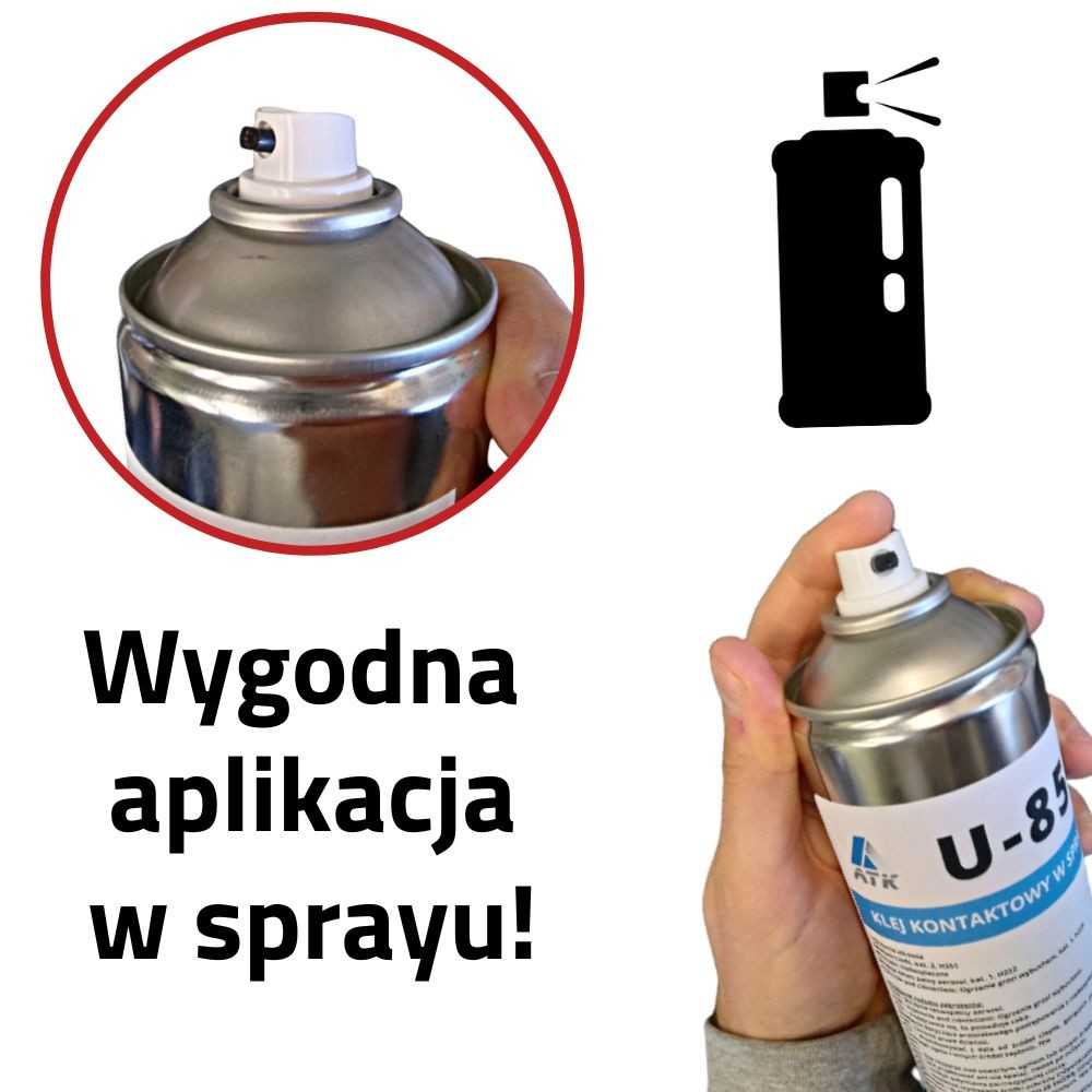 Klej kontaktowy w sprayu do okleiny ATK U-850 500ml odporność do 90°C