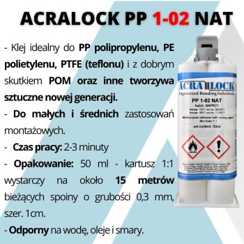 Klej metakrylowy do PP, PE, PTFE Acralock PP 1-02 NAT | Ataszek.pl Klej metakrylowy do PP, PE, PTFE Acralock PP 1-02 NAT | Ataszek.pl