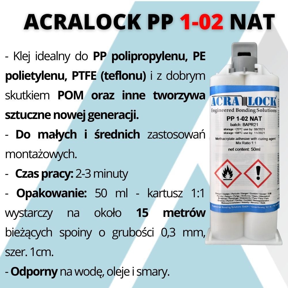 Klej metakrylowy do PP, PE, PTFE Acralock PP 1-02 NAT | Ataszek.pl Klej metakrylowy do PP, PE, PTFE Acralock PP 1-02 NAT | Ataszek.pl
