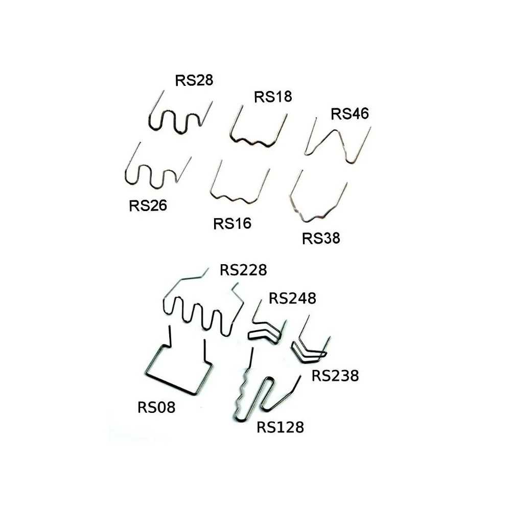 Spinki do zgrzewania plastiku - komplet 11 rodzajów