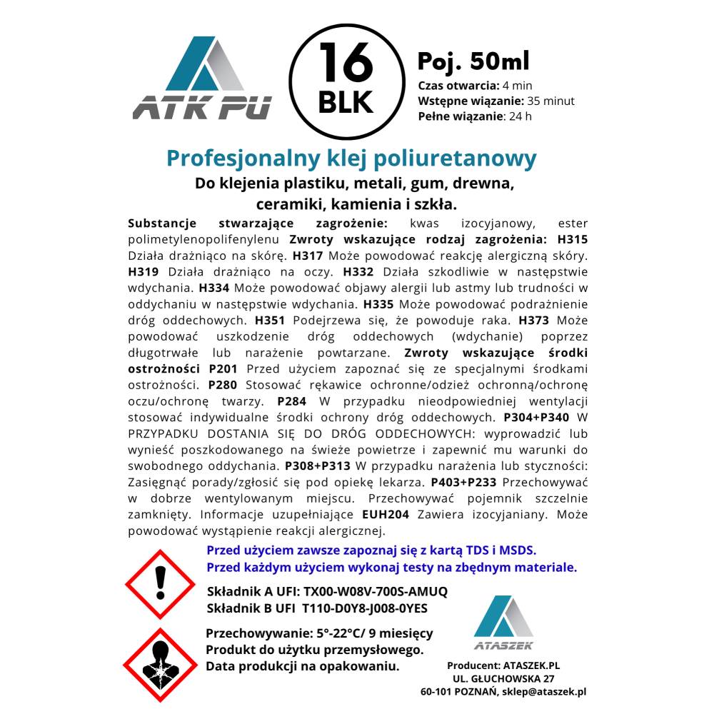 Szybkoschnący klej poliuretanowy do plastiku ATK PU16 | Ataszek.pl Szybkoschnący klej poliuretanowy do plastiku ATK PU16 | Ataszek.pl