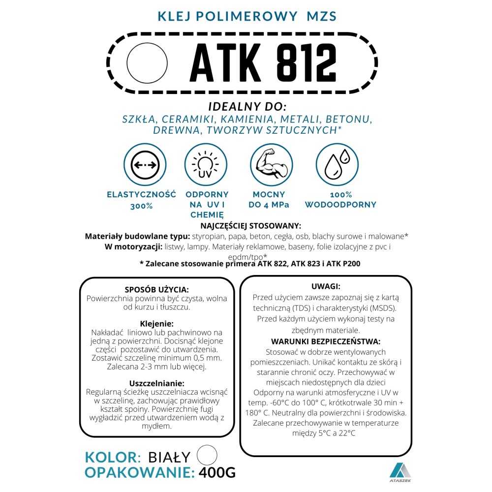 Klej MS Polimer ATK 812 biały | Ataszek.pl Klej MS Polimer ATK 812 biały | Ataszek.pl