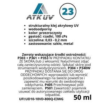 Klej do gablot, witryn i statuetek szklanych ATK UV23 | Ataszek.pl Klej do gablot, witryn i statuetek szklanych ATK UV23 | Ataszek.pl