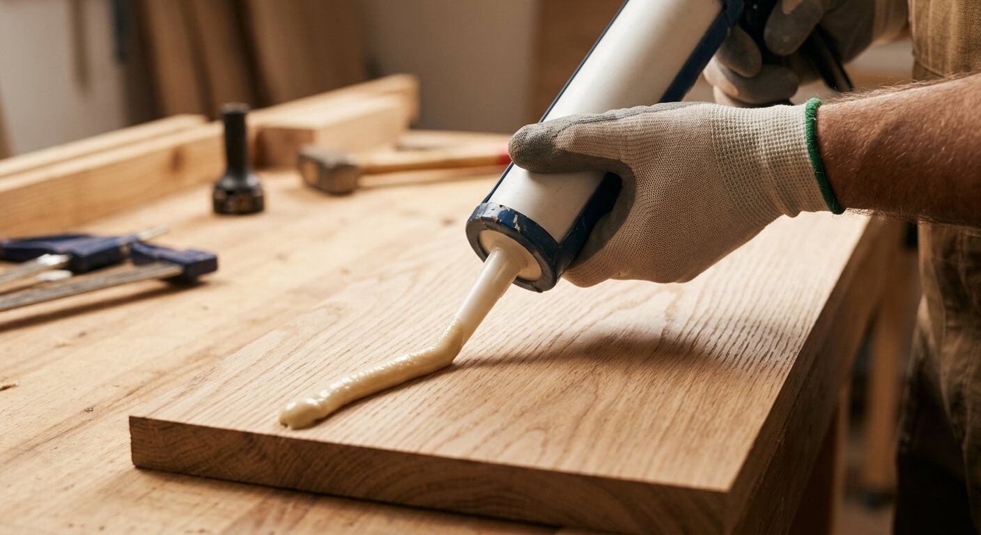 nakładanie-kleju-w-tubie-na-drewno