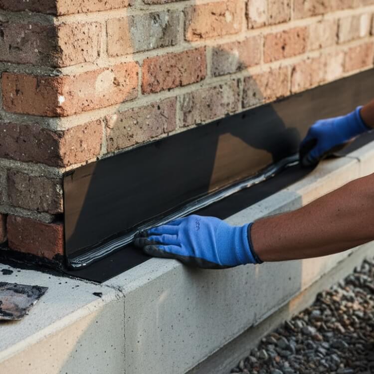 Klejenie fartucha EPDM do muru