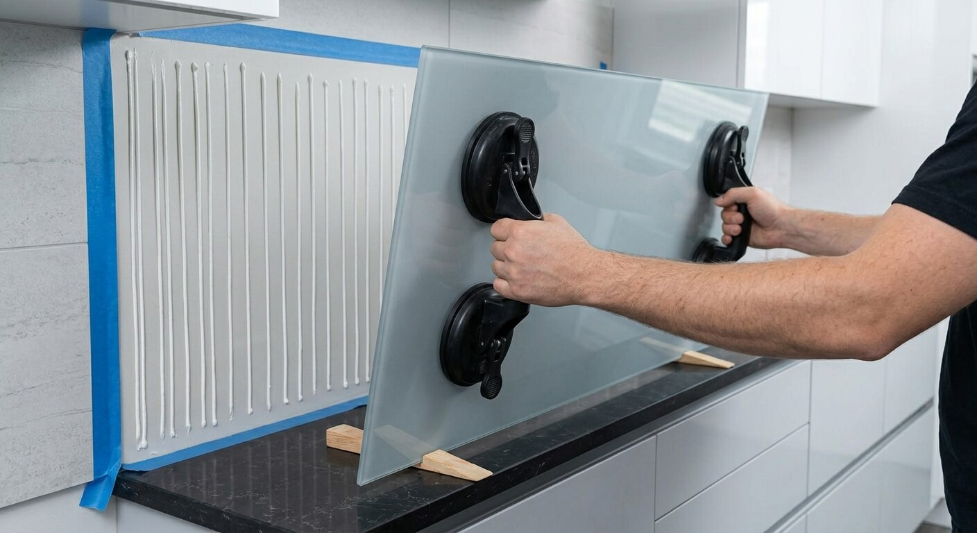 montaż-szkła-do-ściany-klejem